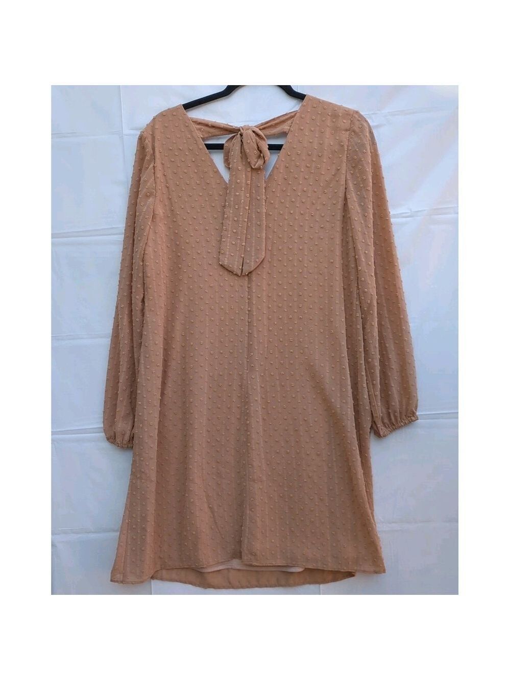 INC Shift Dress Beige V-Neck Long Sleeve Lined, Small, Oversized. - Picture 6 of 14